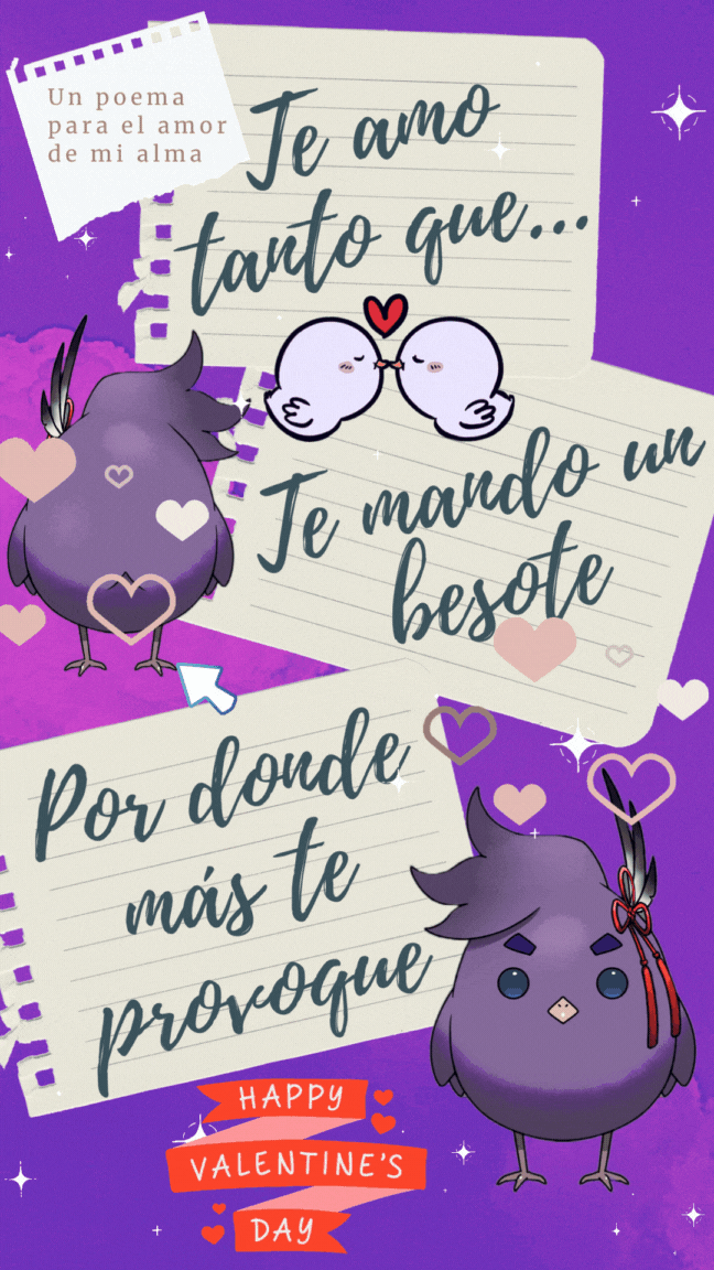 Spanish short poem TL: I love you somuch that I send you a smooch wherever I provoke you the most